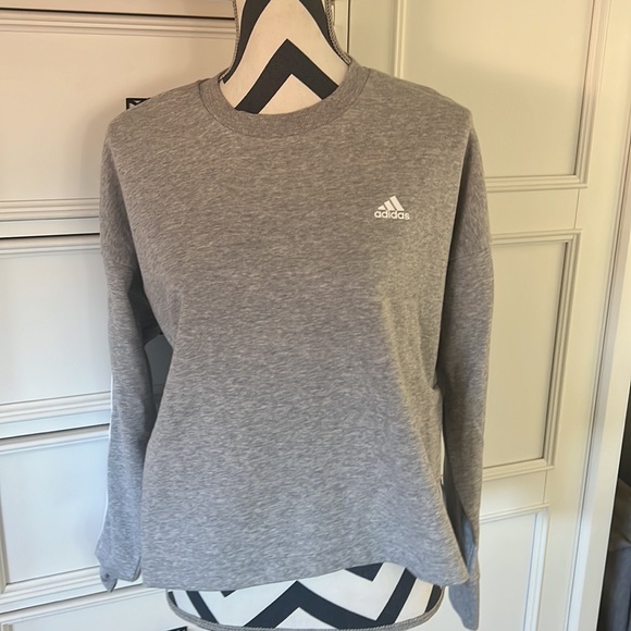 adidas Tops - Adidas Grey Crop Lightweight Sweatshirt Size M